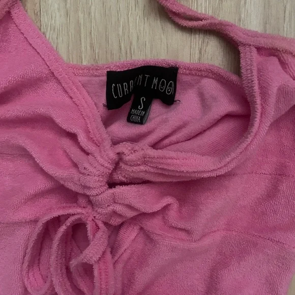 Current Mood Pink Tie-Strap terry cloth dress - Picture 2 of 3